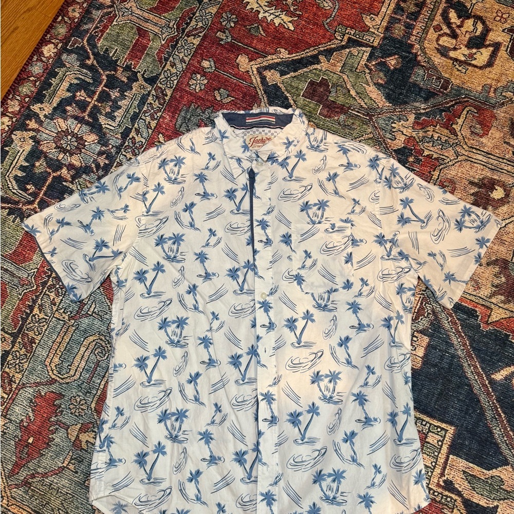 Blue Palm Tree Print Men's Shirt